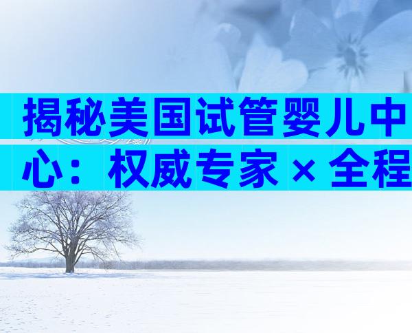 揭秘美国试管婴儿中心：权威专家 × 全程贴心服务深度攻略